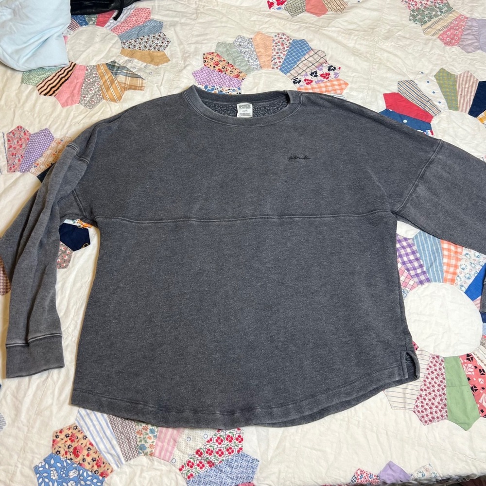 PINK Victoria's Secret Oversized Crewneck Sweatshirt Gray Love Pink Medium